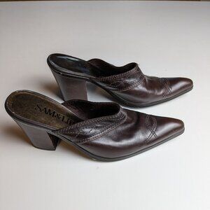 Sam &  Libby Women's Size 8 Brown Leather Heeled Slide